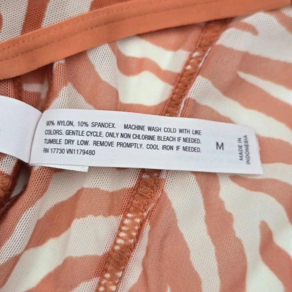 Auden Unlined Bralette M Orange Zebra Animal Print Sheer Mesh Wireless Bra NWOT